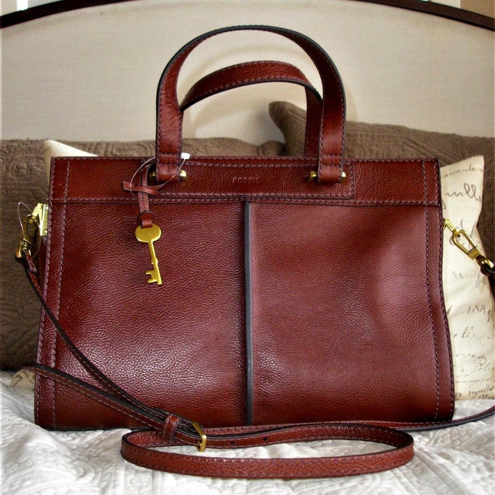 Fossil Lauren Leather Satchel NEW